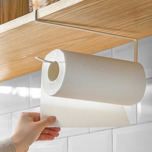 厨房纸巾架橱柜吊柜下挂用纸挂架子置物架卷纸保鲜膜收纳架挂杆架