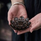 莲花香插香座点香座盘托香托线香家用室内檀香炉家用室内摆件