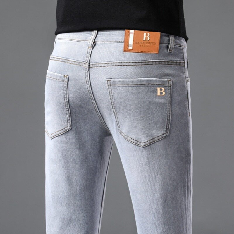 品牌春夏薄款高端轻奢欧州站牛仔裤男款修身弹力小脚青年休闲男裤