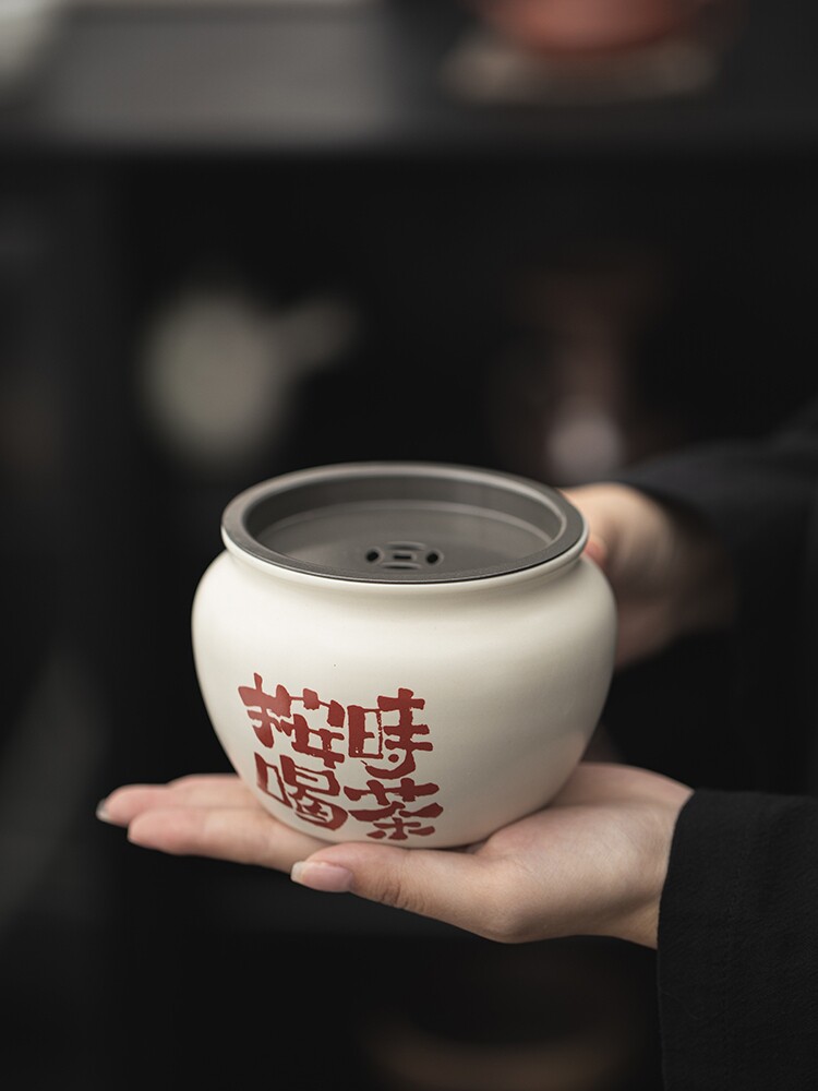 草木灰建水陶瓷茶洗茶渣缸水盂带盖中式家用盖碗茶具壶承干炮台小