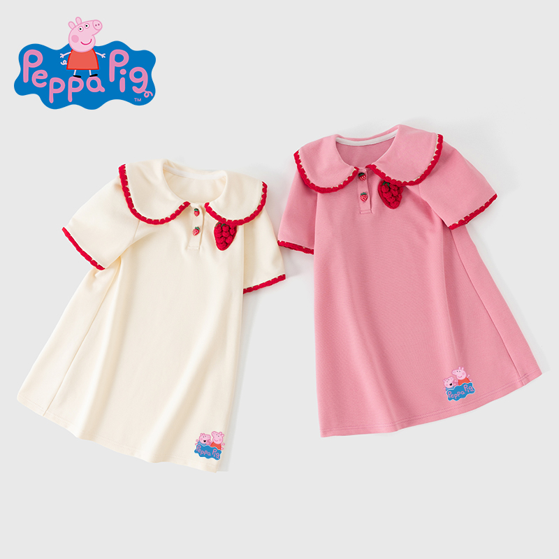 小猪佩奇女童连衣裙棉夏季POLO裙