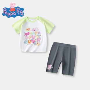小猪佩奇女童夏装套装2026新款洋气宝宝短袖上衣夏季薄款儿童衣服