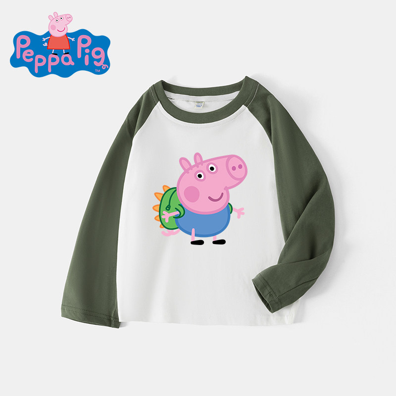 小猪佩奇男童长袖T恤纯棉T宝宝上衣宽松洋气插肩袖女童春秋季体恤,童装/婴儿装/亲子装,T恤,淘宝优惠券,粉丝福利购,淘宝优惠卷