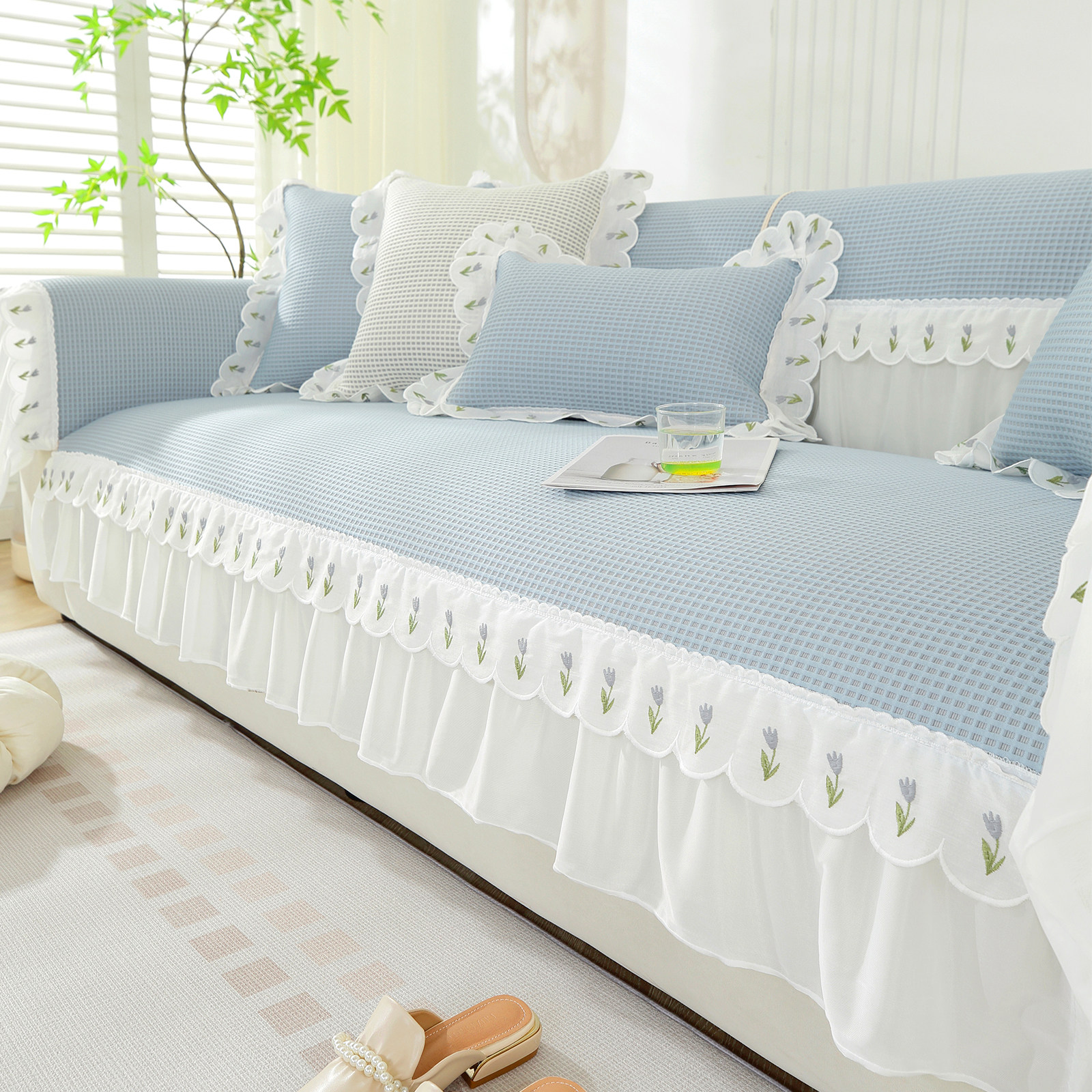 夏天凉席沙发垫客厅沙发坐垫奶油风冰丝沙发套罩防滑沙发盖布巾,居家布艺,沙发垫,淘宝优惠券,粉丝福利购,淘宝优惠卷