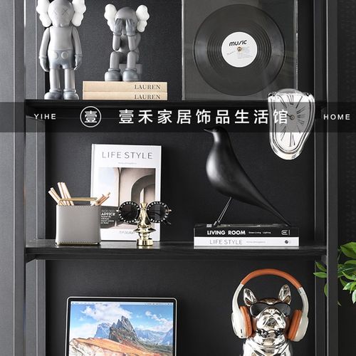 现代轻奢样板间书房摆件轻奢现代客厅电视机柜书陈列时钟电脑模型