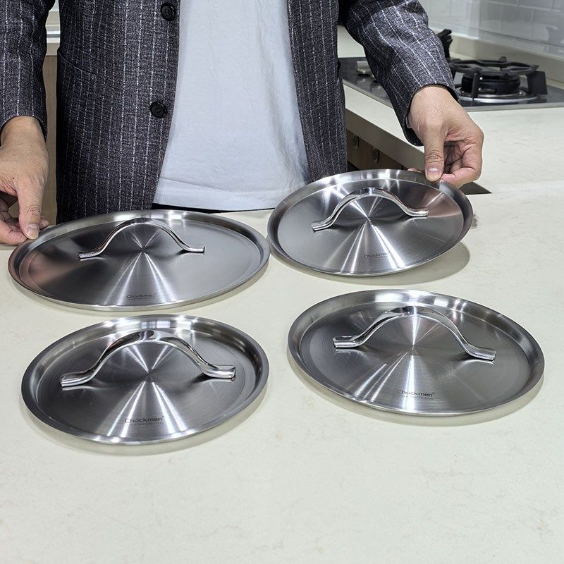 18/10不锈钢锅盖奶锅汤锅内嵌下沉式全钢盖子提手盖16/18/20/24cm