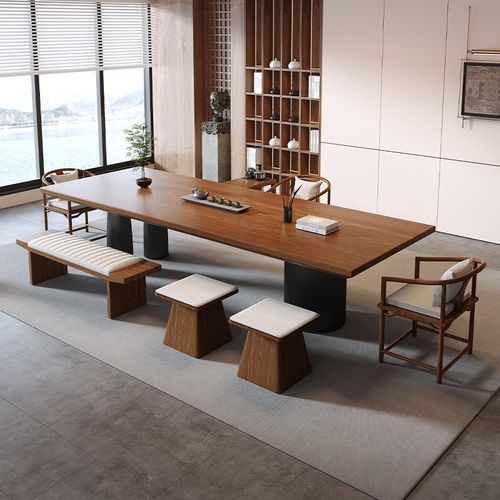 实木大板茶桌茶台现代简约客厅家用高级感办公室功夫泡茶桌椅组合