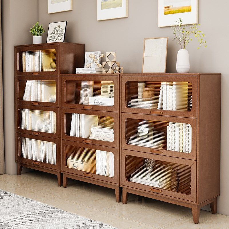 防尘书柜带玻璃门儿童实木书架落地置物架家用客厅北欧立柜展示柜,住宅家具,单个书柜,淘宝优惠券,粉丝福利购,淘宝优惠卷