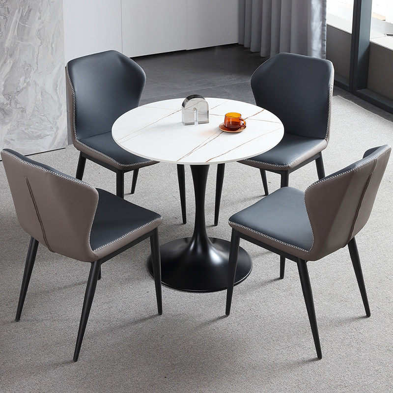 岩板洽谈桌椅组合轻奢谈判接待黑色一体商务售楼处阳台小圆桌餐椅,住宅家具,实木餐桌,淘宝优惠券,粉丝福利购,淘宝优惠卷