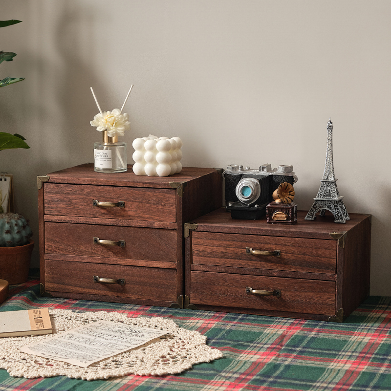 复古木质抽屉式收纳柜