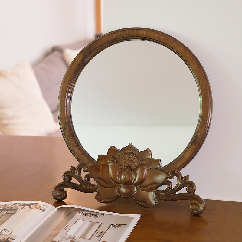 升级橡木一体荷花镜子雅旺福