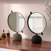 镜家用卧室时尚 桌面化妆镜2025新款 高颜值网红铁艺立式 化妆台镜子