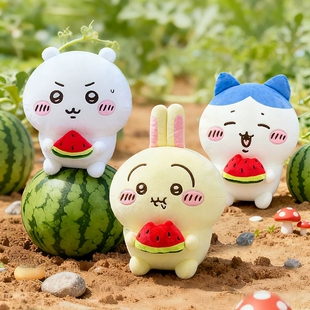 正版chiikawa吉伊咔哇毛绒玩偶花环西瓜包包乌萨奇哈奇喵公仔玩具