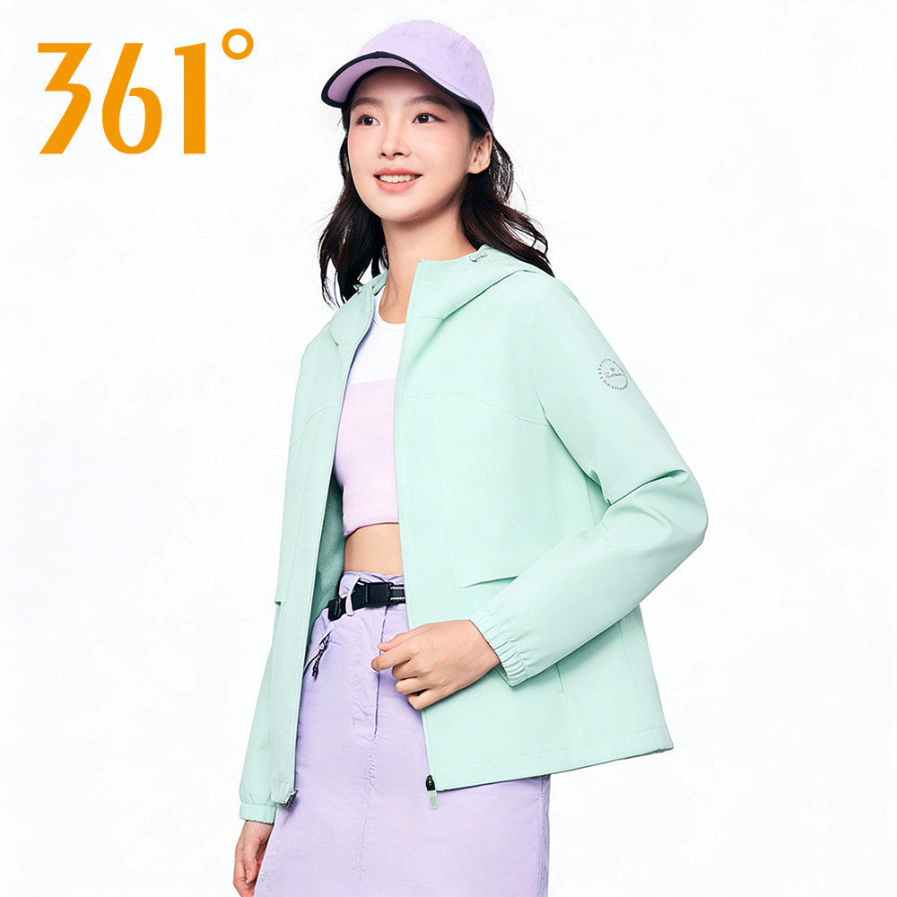 361度运动风衣外套女2026秋季新款女士连帽内网双层防风夹克女装