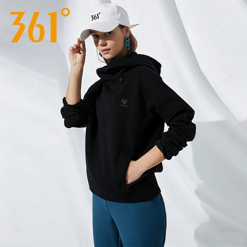 361度连帽卫衣女款高领套头衫2026春季新款休闲百搭运动上衣女装