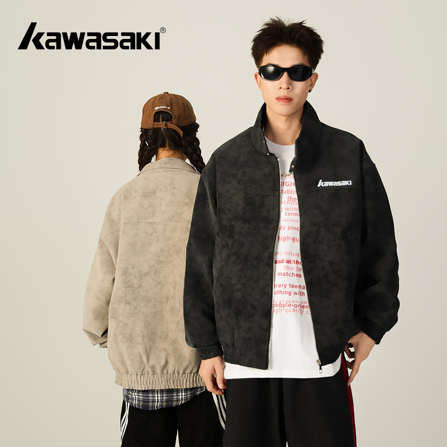 Kawasaki川崎美式机车做旧夹克