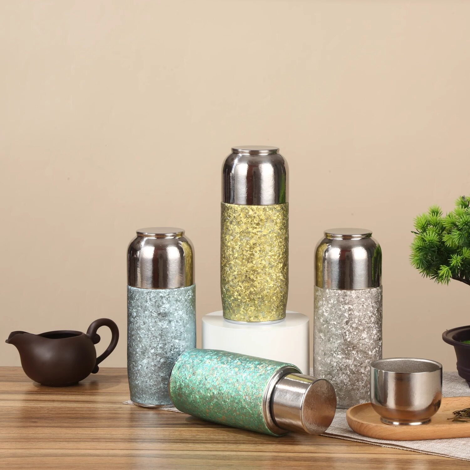 2024新款磁吸杯纯钛双层冰花保温杯轻奢养生焖茶杯便携高档礼盒