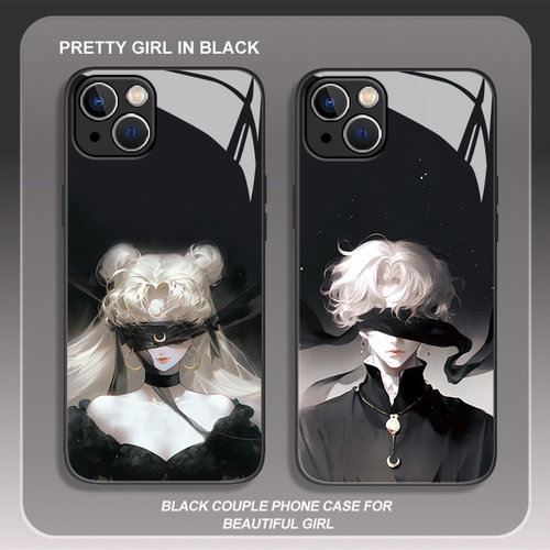 美少女黑色手机壳适用华为系列