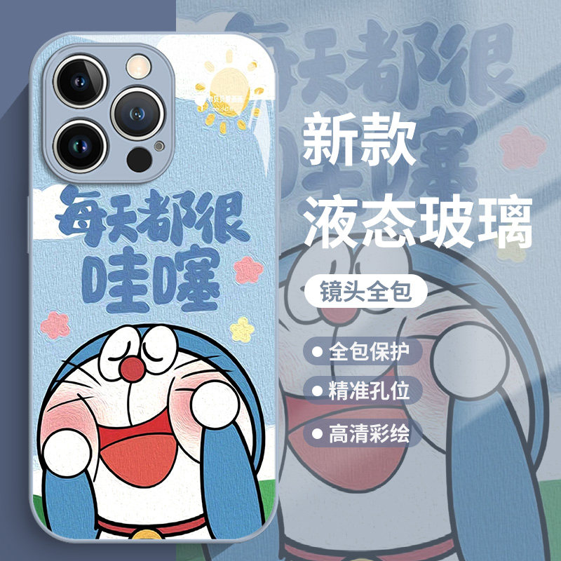 哆啦A梦适用小米15手机壳14pro红米k80天都很哇塞k70蓝胖子note13玻璃k60新款12叮当猫11ultra男k50女10/k40s