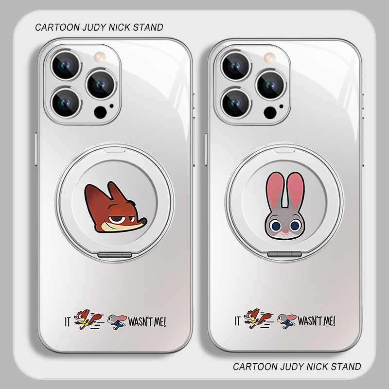 卡通朱迪尼克支架手机壳适用苹果