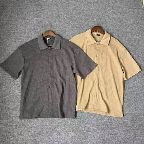 男士雪纺短袖纯色透气休闲衬衫