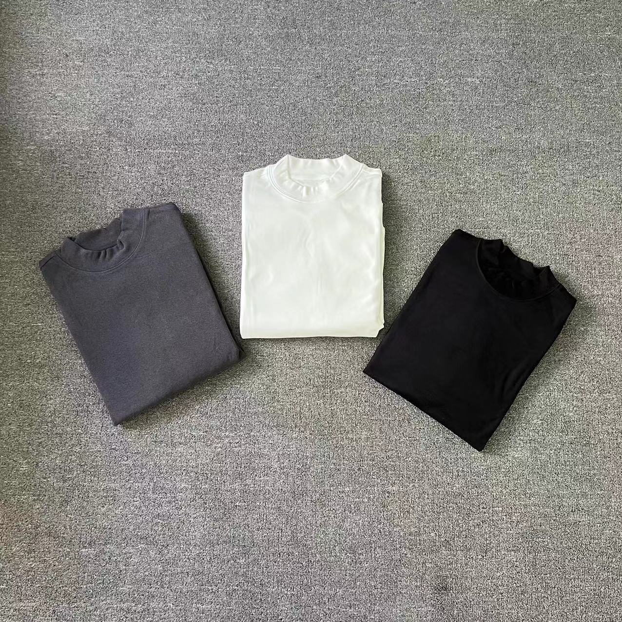 飞姐出品 高品内销单秋冬新品男士半高领德绒打底衫纯色百搭3色入