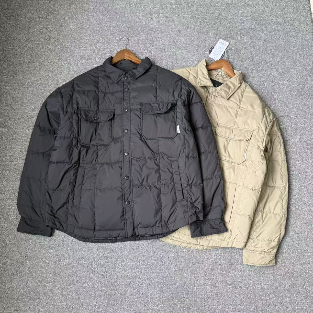 极简菱格羽绒服90鸭绒衬衫款外套