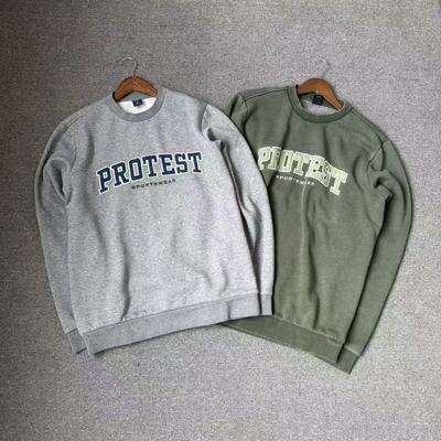 飞姐外贸小铺重工艺水洗圈圈绒面料70棉男圆领贴布刺绣字母卫衣潮