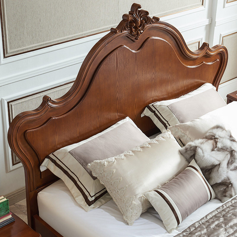格澜帝尔美式实木真皮床1.8米1.5床主卧轻奢双人婚床欧式奢华雕刻