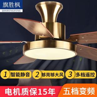 吊扇灯餐厅LED北欧客厅风扇灯现代简约家用木叶电风扇吊灯 吸顶式