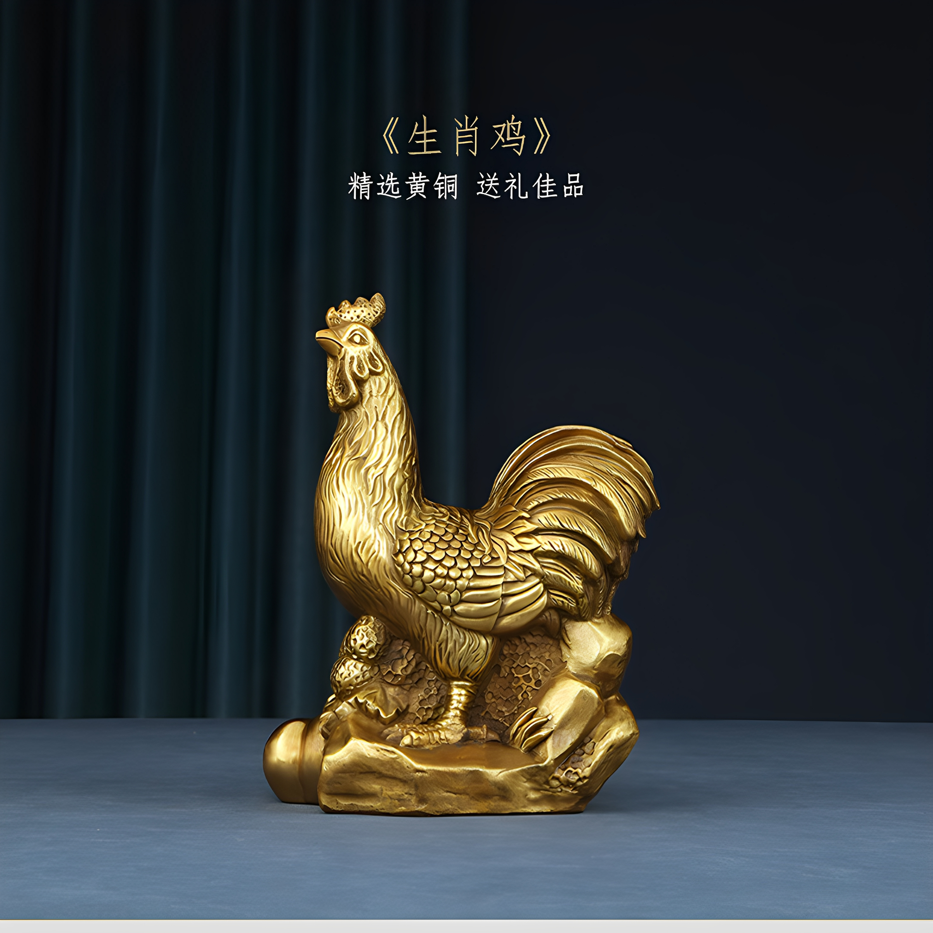 中式黄铜鸡摆件工艺品