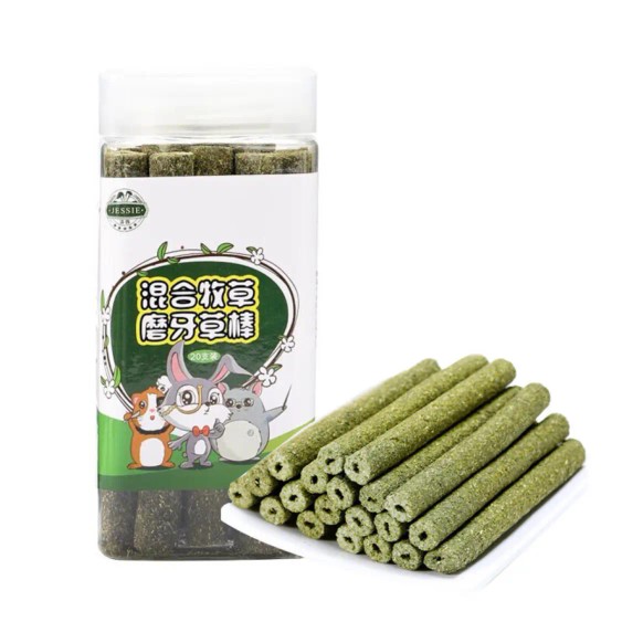 洁西（JESSIE）兔子磨牙草棒20支 提摩西 苜蓿草草棒兔子磨牙零食