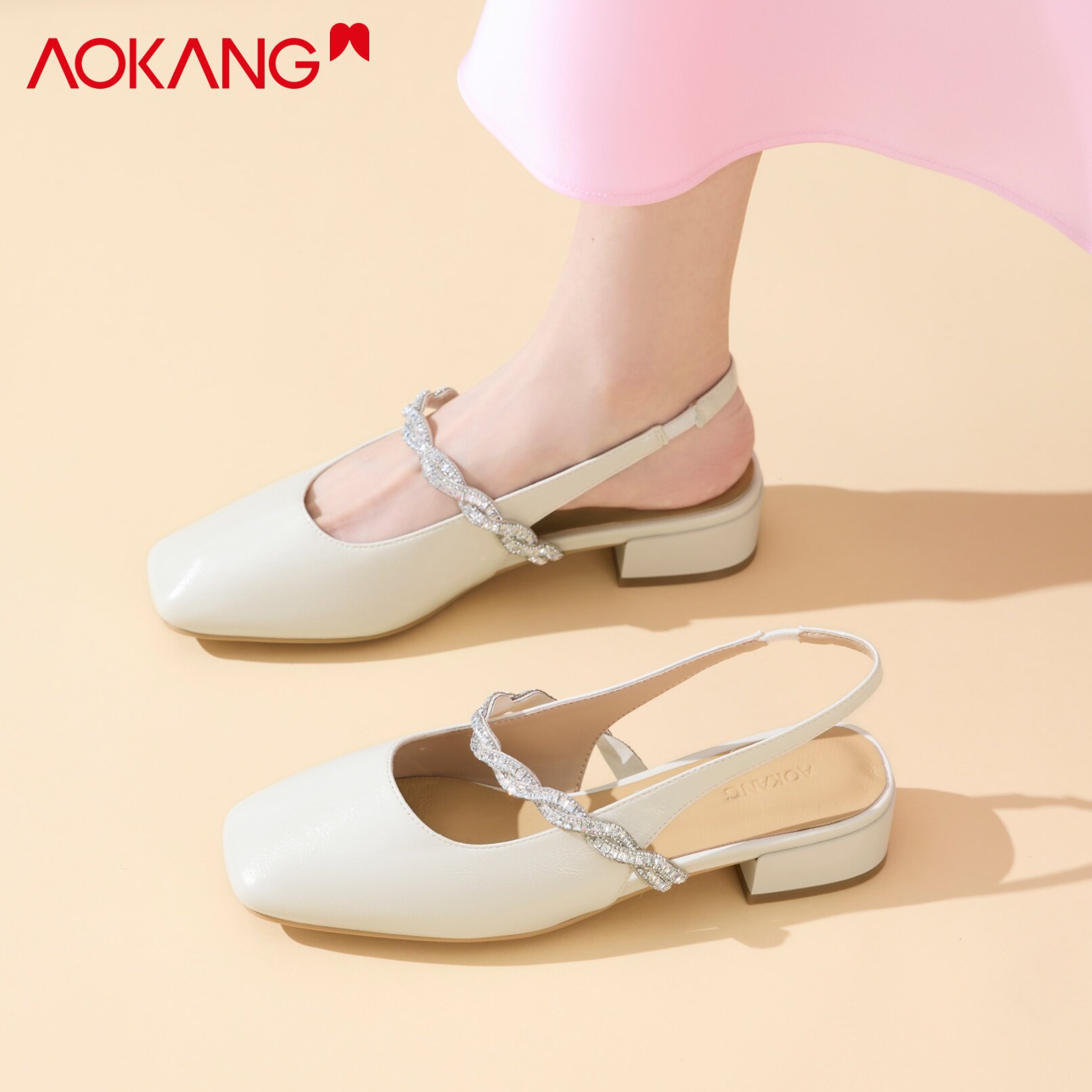 奥康 凉鞋女款2026新款高跟夏季外穿穆勒鞋配裙子不累脚粗跟女鞋