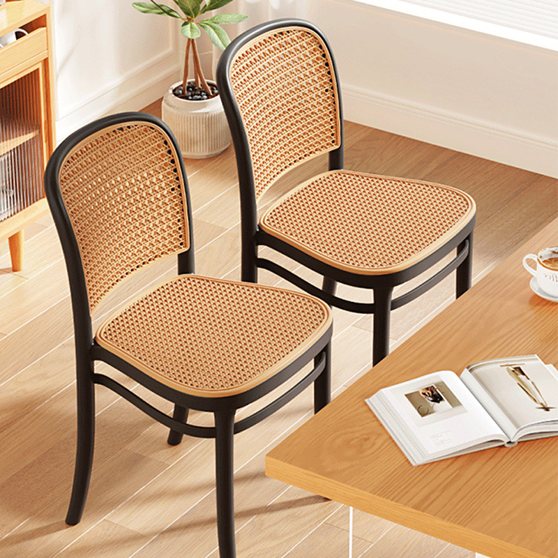 藤编塑料椅子家用户外餐椅餐桌小户型轻奢高级感靠背凳子加厚商用