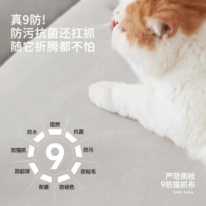 红晟电动沙发猫爪布艺沙发小户型客厅2026新款可躺可睡双人沙发床