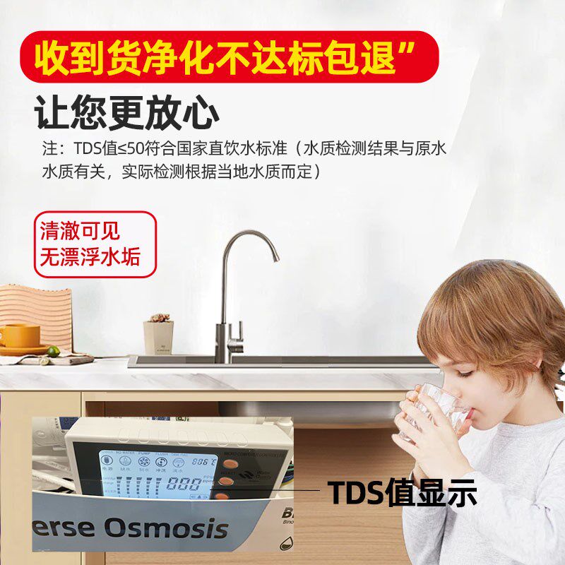净水器直饮家用1000G大流量无桶厨房自来水过滤ro反渗透diy净水机
