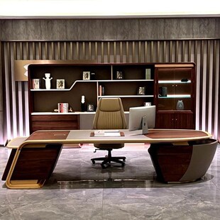 精选新中式实木大班台2025新款高端设计款办公桌董事长办公室大班