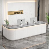 公司前台接待台简约中介旅行社图文店物业快递弧形转角吧台收银台