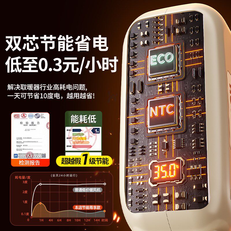 桌面取暖器家用暖风机办公室桌下小型静音电暖器冬季热风机两用