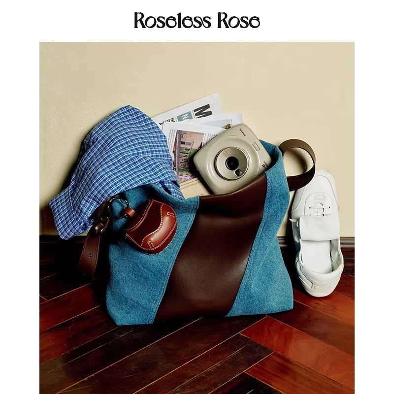【第五空间仓】RoselessRose水桶hobo包麂皮绒拼接单肩软牛皮女包,箱包皮具/热销女包/男包,托特包,淘宝优惠券,粉丝福利购,淘宝优惠卷