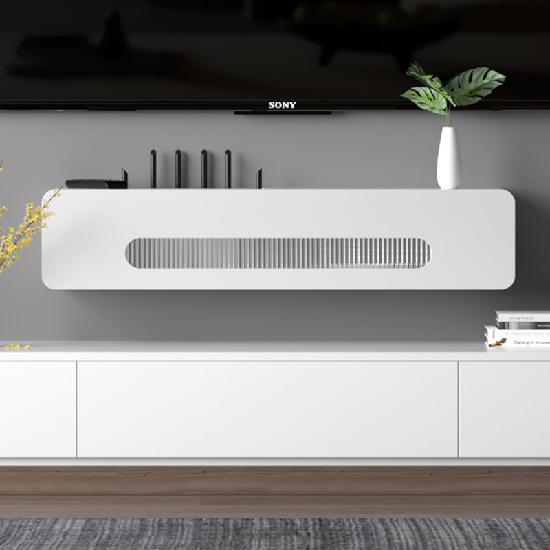 无线路由器存储盒免打孔壁挂式电视柜线插座阻塞机顶盒存储架