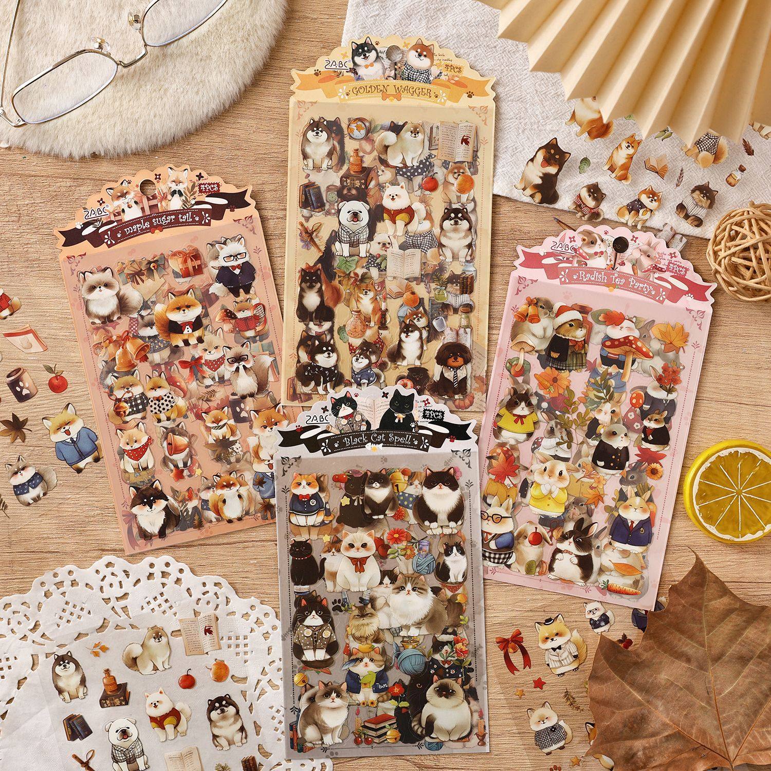 可爱动物立体贴纸卡通猫咪狗狗贴纸装饰素材切膜贴纸手抄报4张入,文具电教/文化用品/商务用品,贴纸/立体贴纸,淘宝优惠券,粉丝福利购,淘宝优惠卷