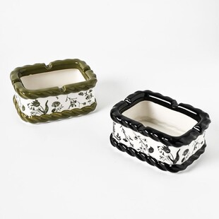 高级烟灰缸陶瓷创意烟盅办公室客厅法式复古家用高颜值烟缸摆件