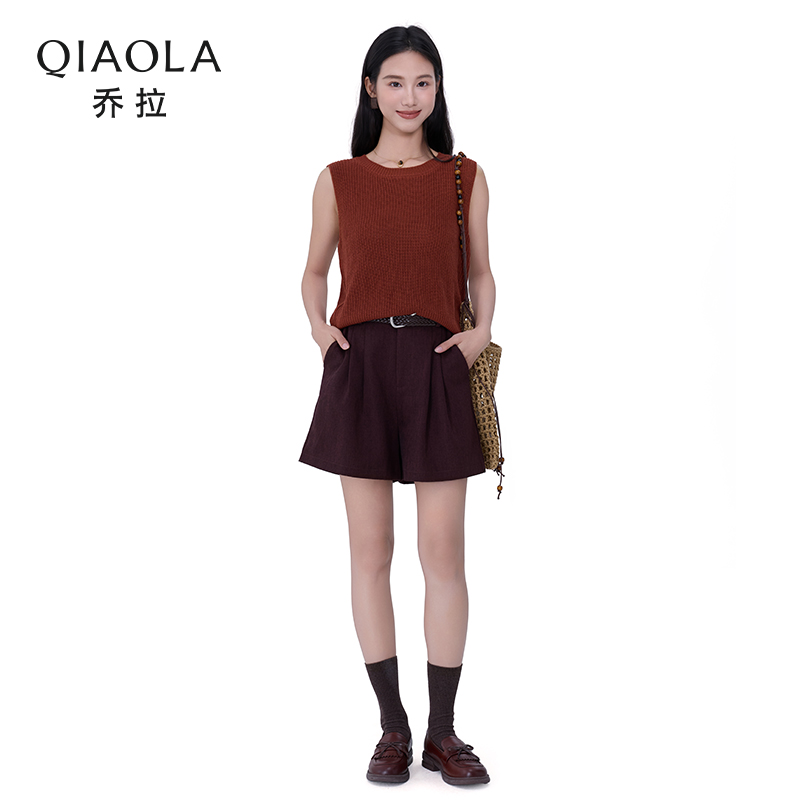 乔拉无袖镂空背心上衣短裤套装女