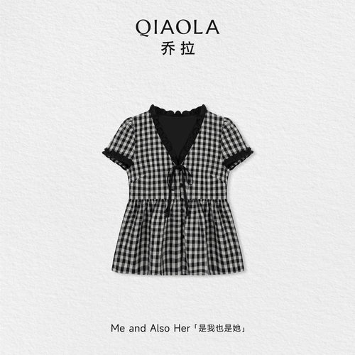 乔拉【可可布蕾】黑杏木耳边短袖
