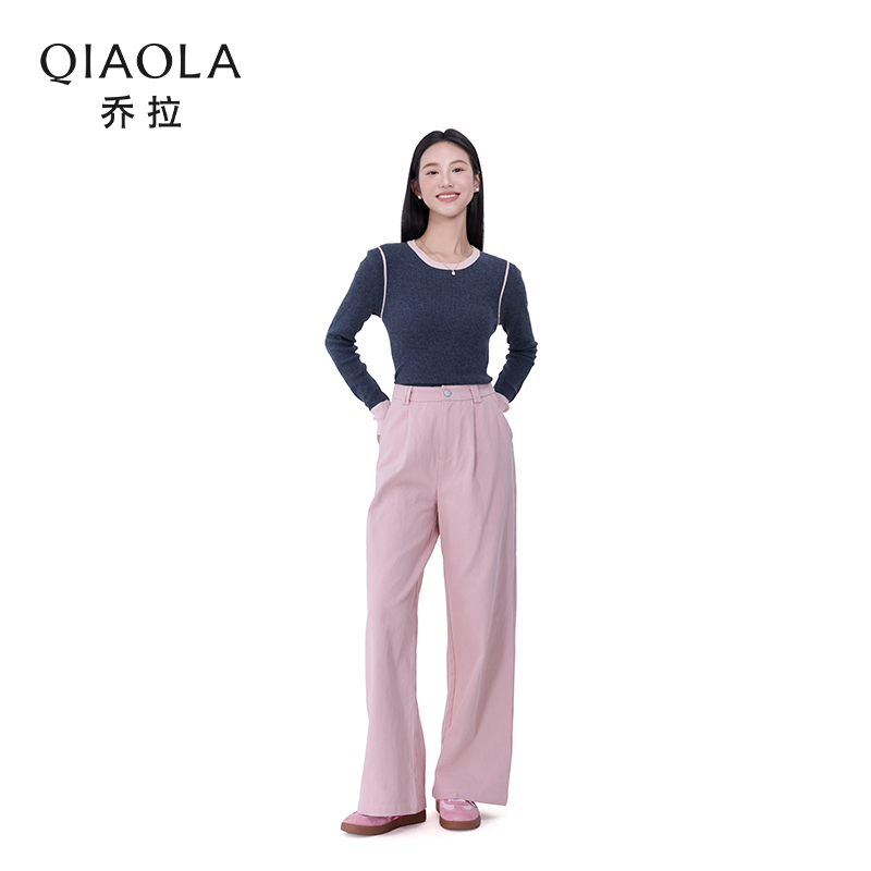 乔拉圆领长袖毛衣裤子百搭套装女