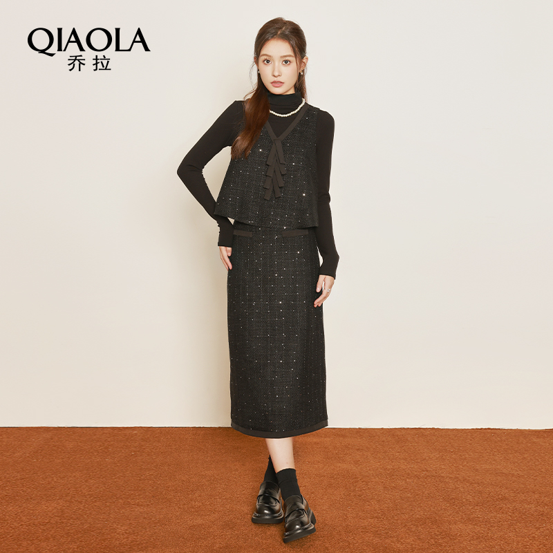 乔拉秋冬新款珍珠无袖背心