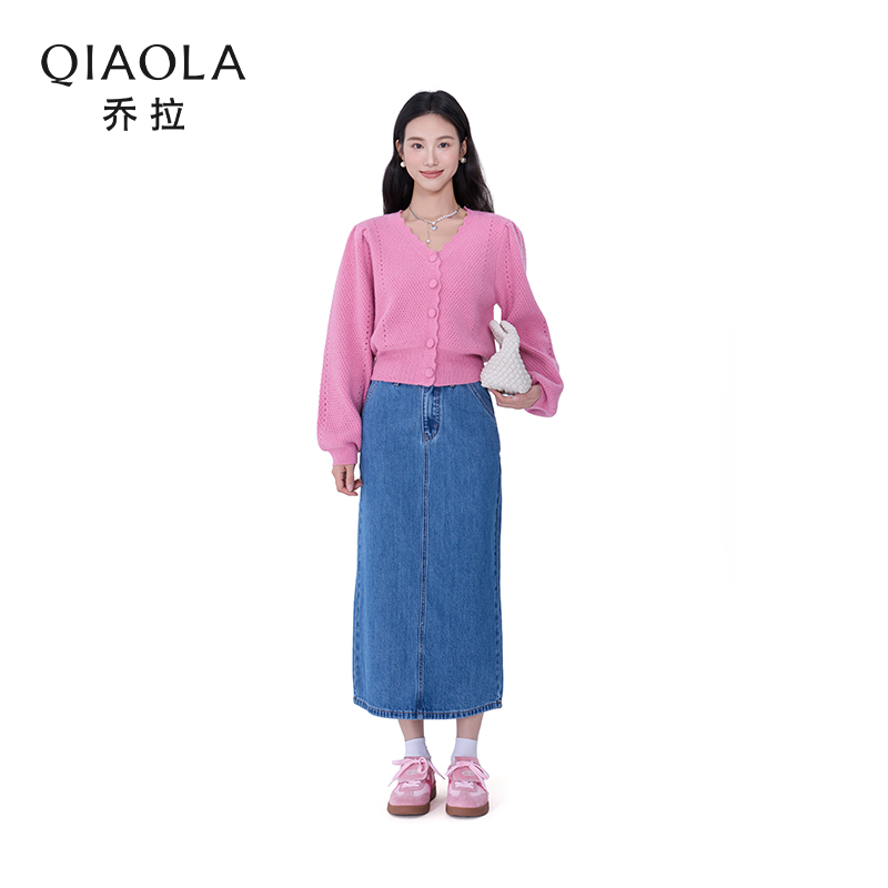 乔拉开衫上衣牛仔半身裙套装女