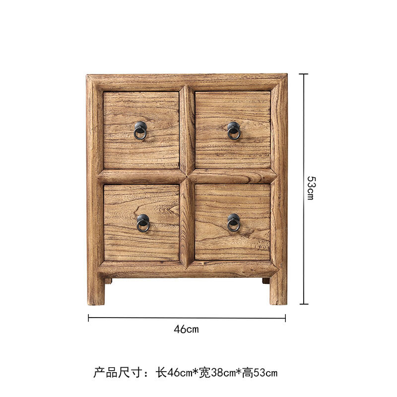 拾花韵老榆木柜子客厅实木家具榆木斗柜卧室老榆木门板四五六七实