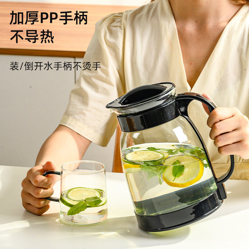 山點水凉水壶玻璃杯冷水壶家用凉水杯泡茶壶耐热水壶大容量热饮花